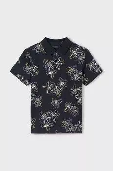 Mayoral Детская хлопковая рубашка-поло, черный