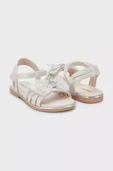Mayoral Детские кожаные сандалии, серебряный