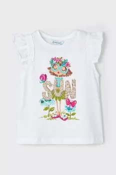 Mayoral Детский хлопковый топ, белый