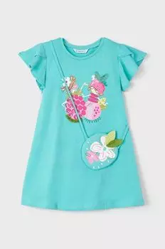 Mayoral Детское хлопковое платье, зеленый