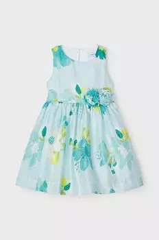 Mayoral Детское льняное платье, бирюзовый
