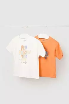 Mayoral Хлопковые детские футболки, 2 пары, оранжевый