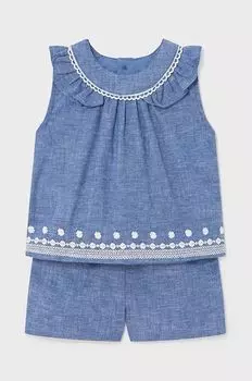 Mayoral Льняной детский комплект, синий