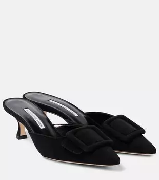 Maysale 50 замшевые мюли Manolo Blahnik, 0015 Blck