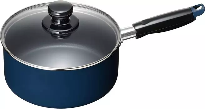 MB-2370 Кастрюля с одной ручкой, простая в уходе, 7,1 дюйма (18 см), синяя, обработка фторсодержащей смолой, совместима с индукционными и газовыми системами WAHEI FREIZ, Bule