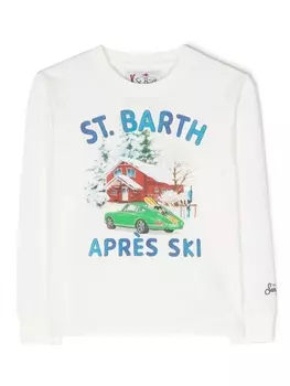 Mc2 Saint Barth футболка с длинными рукавами и принтом, белый