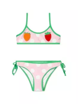 MC2 Saint Barth Kids бикини в горох с аппликацией, розовый