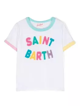 MC2 Saint Barth Kids футболка с махровым декором, белый