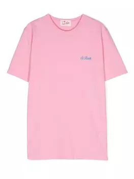 MC2 Saint Barth Kids футболка с вышитым логотипом, розовый
