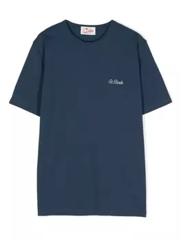 MC2 Saint Barth Kids футболка с вышитым логотипом, синий