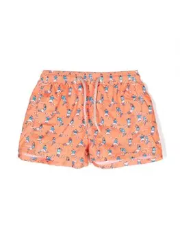 MC2 Saint Barth Kids Jean Lighting футбольные шорты с принтом фанатов, оранжевый