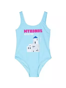 MC2 Saint Barth Kids купальник Mykonos Addicted Postcard, синий
