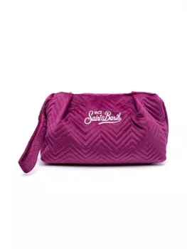 Mc2 Saint Barth logo-embroidered quilted velvet pouch, фиолетовый