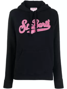 MC2 Saint Barth logo-patch cotton hoodie, черный