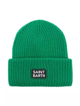 Mc2 Saint Barth logo-patch knitted beanie, зеленый