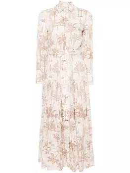 MC2 Saint Barth платье макси Toile de Jouy, нейтральный цвет