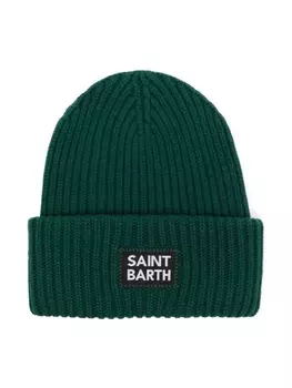Mc2 Saint Barth шапка бини в рубчик с нашивкой-логотипом, зеленый
