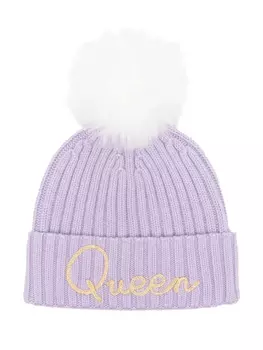 MC2 Saint Barth шапка бини в рубчик с вышивкой Queen, фиолетовый