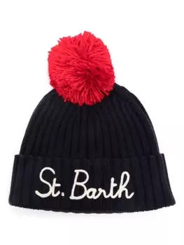 MC2 Saint Barth шапка бини в рубчик с вышитым логотипом, синий