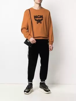 MCM бархатные джоггеры с логотипом, черный