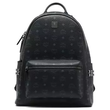 MCM Рюкзак Stark Visetos из парусины с отделкой из кожи наппа, среднего размера, унисекс, черный