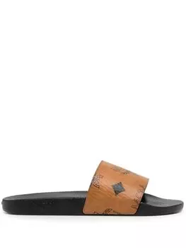 MCM шлепанцы с монограммой, коричневый