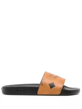 MCM шлепанцы с монограммой, коричневый