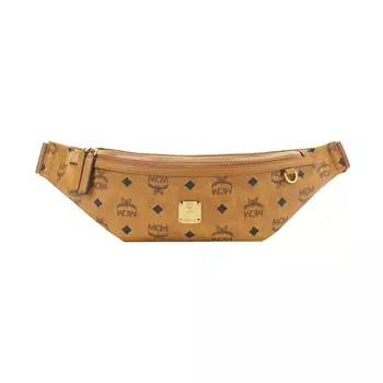 MCM Сумка Fursten Visetos из искусственной кожи, сумка через плечо, поясная сумка среднего размера, унисекс, коричневого цвета, коньячного цвета