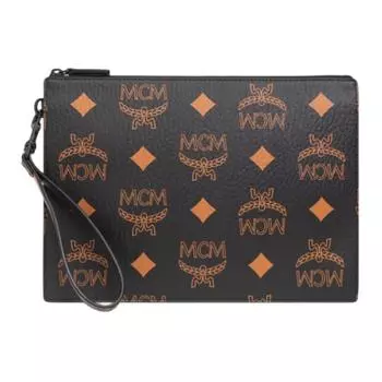 MCM Сумка-клатч Visetos Zippers, среднего размера, унисекс, черного цвета