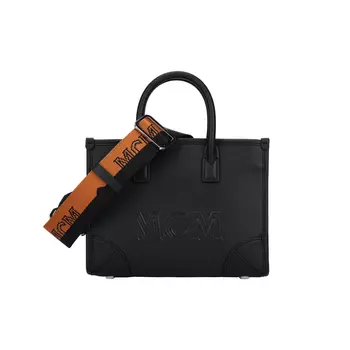 MCM Сумка-шоппер Mnchen Visetos Leather, сумка-шоппер из коровьей кожи, комбинированная сумка, мини-сумка на одно плечо, черная, женская