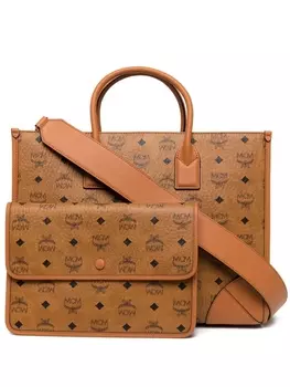 MCM сумка-тоут с монограммой, коричневый