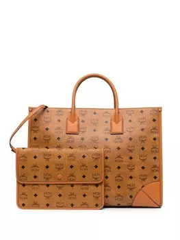 MCM сумка-тоут с узором Visetos, коричневый