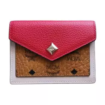 MCM Женская кожаная сумка-конверт Visetos, держатель для карт, цвет красный/коньячный