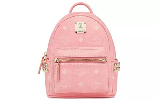 MCM Женский мини-рюкзак Stark Visetos из искусственной кожи с розовым цветком вишни