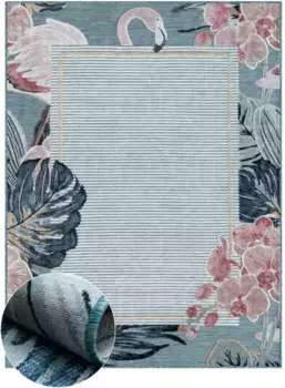 Мебель и аксессуары Myflair Ковер "Cloud", прямоугольный, с мотивом фламинго, с бордюром, подходит для использования на открытом воздухе, на балконе, террасе Myflair Mbel & Accessoires 140х200 см, синий