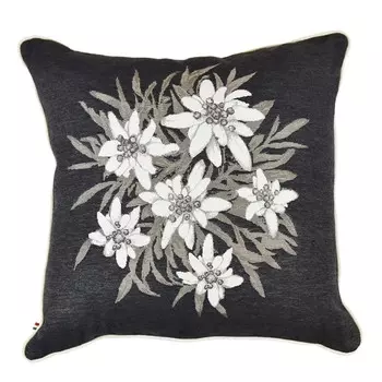 Мебельная подушка из чистого хлопка с цветочным узором - Эдельвейс Daunex, цвет Antracite
