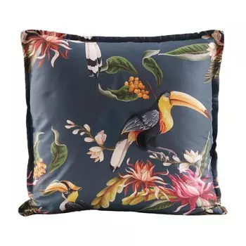 Мебельная подушка из хлопкового перкаля с цветочным принтом - Парагвай Lisola, деним
