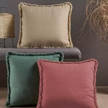 Мебельная подушка из льняной ткани с бахромой - Лен Lisola, цвет Rosa Antico