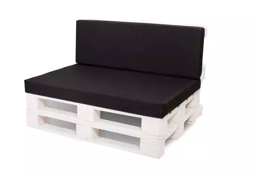 Мебельная подушка из поддонов | Подушка на сиденье 120х60 + подушка на спинку 120х40см Schawrz | Подушка для поддонов на открытом воздухе | Подушка сиденья из поддона | Набор подушек для поддонов | Сетгарден Setgarden, черный