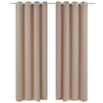 Мебельные шторы блэкаут с металлическими кольцами 135 х 245 см серые блэкаут - шторы и шторы 130375 Vidaxl, бежевый