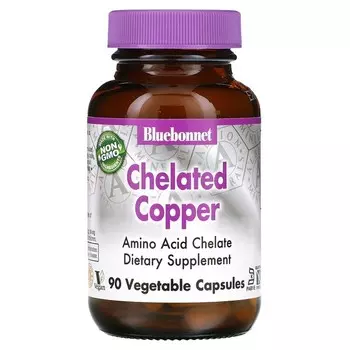 Медь в хелатной форме Bluebonnet Nutrition, 90 растительных капсул