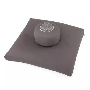 Medi-Set ECO: Подушка для медитации Rondo антрацит, цветок жизни и забутон BODHI, антрацитово-серый