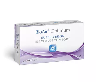 Медицинский прибор, BioAir, Optimum, Линзы месячные -6,50 кривизна 8,6, 3 шт