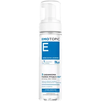 Медицинское изделие: очищающая пенка 3-х целевого назначения для лица, тела и волос, 200 мл Emotopic Med+