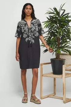 Медицинское платье из смесового льна Medicine, черный