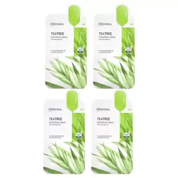 MEDIHEAL Tea Tree Essential Beauty Mask, 4 листа по 0,81 жидкой унции (24 мл) каждый