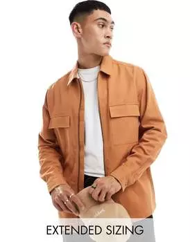 Медно-коричневая твиловая куртка на молнии ASOS DESIGN