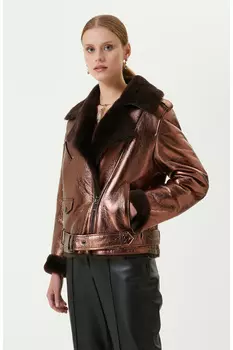 Медное кожаное пальто Network, металлик