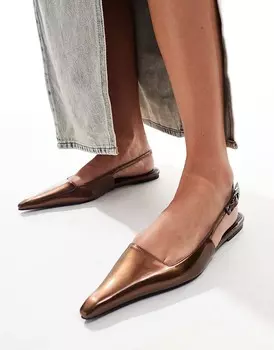 Медные балетки ASOS DESIGN Leash с ремешком на пятке