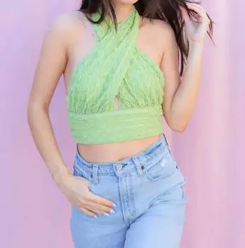 Meet You There Топ-халтер в фисташковом цвете Et Clet, фисташковый